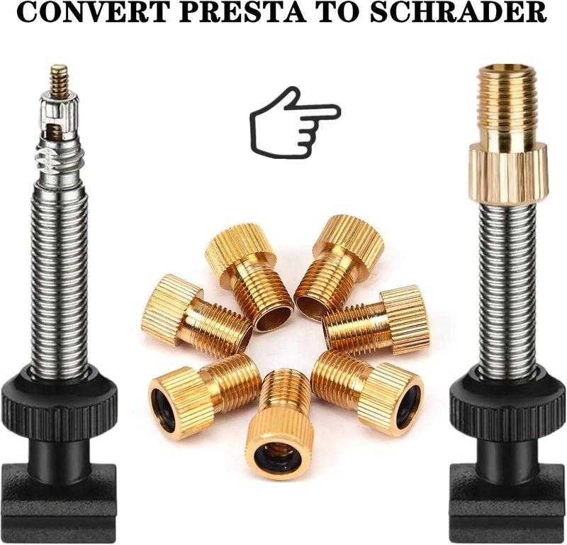 Fuulqgui 10 PCS Valve Core Pump Adapter Solid Brass Presta Valve Adapter to Convert Presta to Schrader Bike Pump Adapter with Seal Rings Adapter Converter for Bikes - Image 4